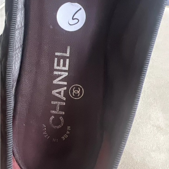 Chanel ballet flats 9.5 VGUC Quilted Leather Bow Tie Double CC Logo Black - Picture 12 of 13